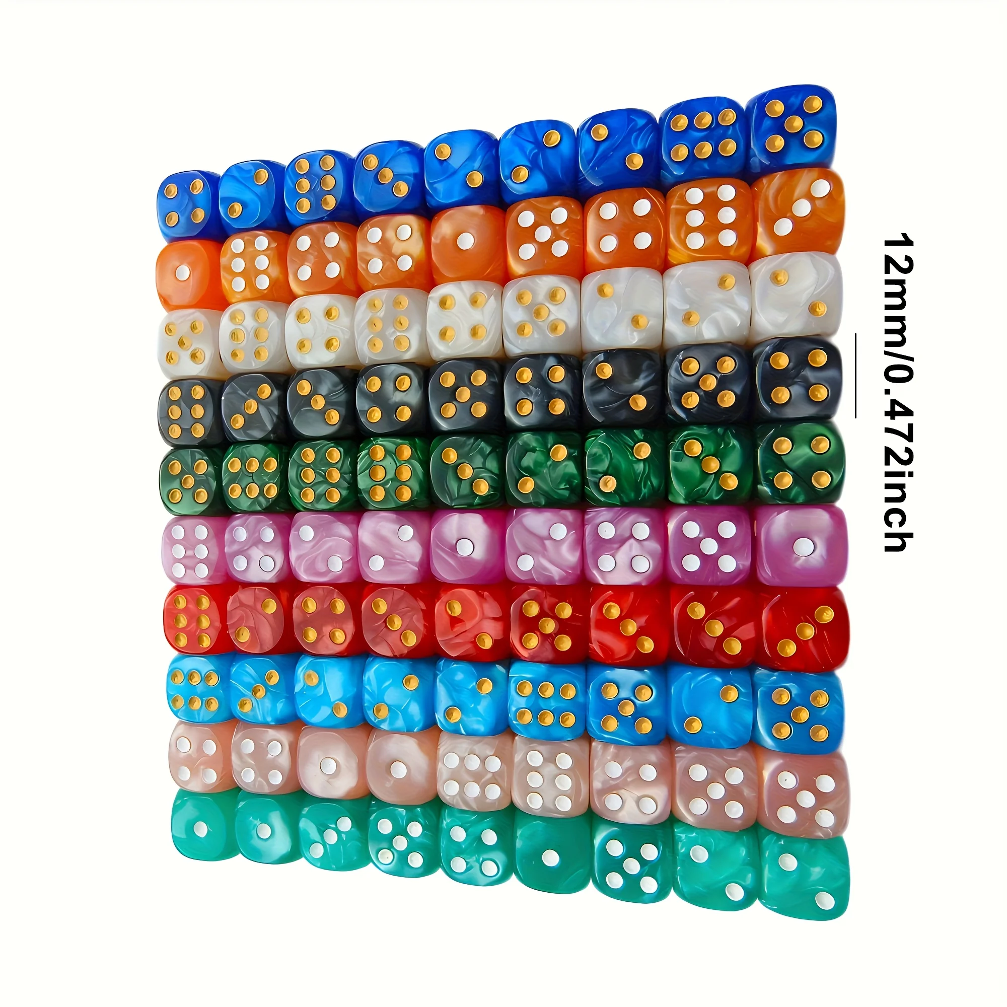 10Pcs 12mm Pearl Swirl D6 Dice - Tablet Gaming Accessories 评论和价格